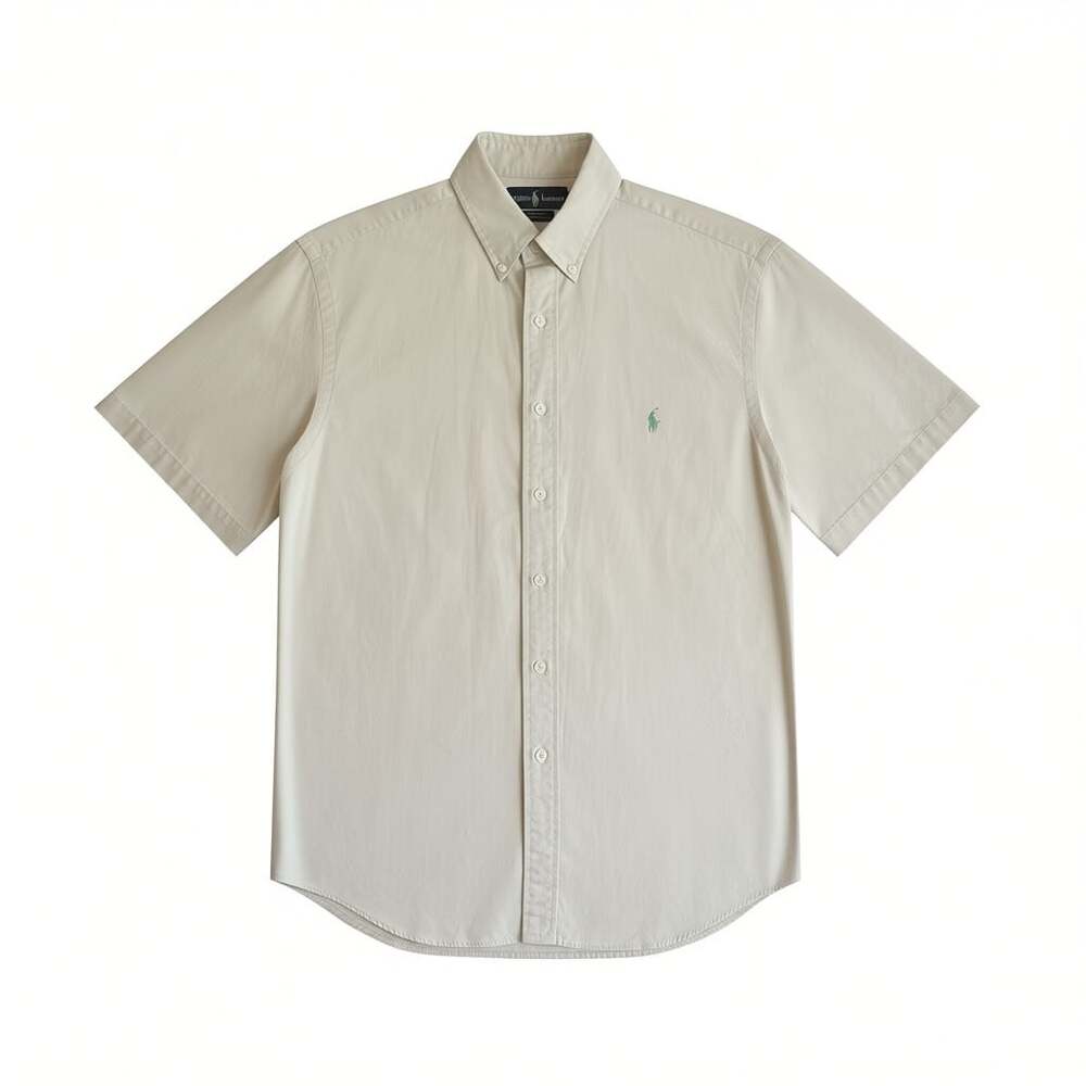 Polo Ralph Lauren 'Blake' Short Sleeve Cotton Button-Down Shirt in Khaki